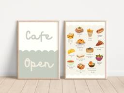Imaginative Play Cafe Prints. Set Of 2 Playroom Prints Perfect To Create A Kitchen & Area - Print Only - thumbnail 1