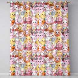 Cute Chick Donut Flower Kawaii Spring Sweet Seamless Pattern Readymade Eyelet Ring Top Thermal 100% Blackout Curtains - thumbnail 2