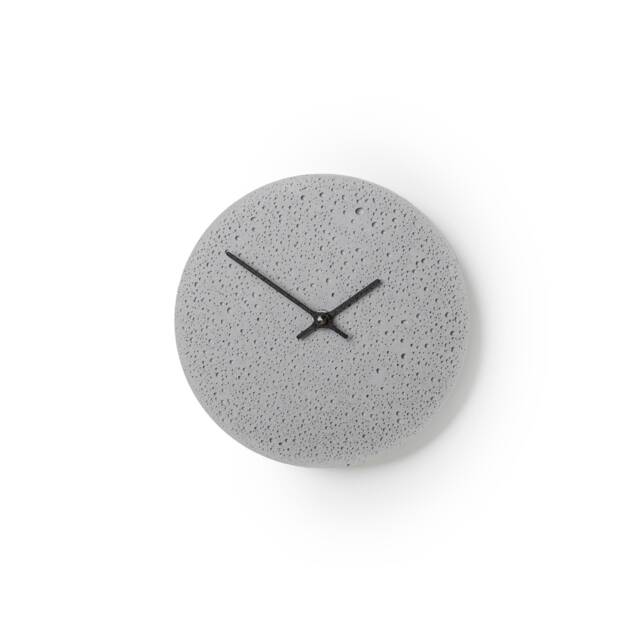 Small Grey Wall Clock Round Cl200112 - Concrete Clock, Grey With Black Hands - image 1