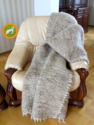 Handmade Wool Blanket Beige Woven Bedspread, Queen Size - thumbnail 1