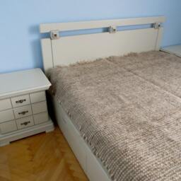 Handmade Wool Blanket Beige Woven Bedspread, Queen Size - thumbnail 2