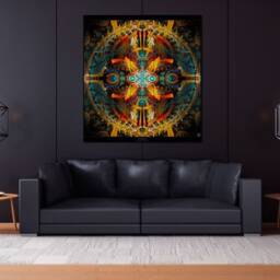 Sacred Geometry Tapestry Mandala Wall Hanging, Meditation Decor - thumbnail 2