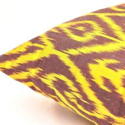 Gold Ikat Pillow Cover, Handloom Woven, Accent Throw - 14x23 Inches - thumbnail 3