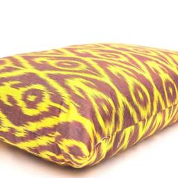 Gold Ikat Pillow Cover, Handloom Woven, Accent Throw - 14x23 Inches - thumbnail 2