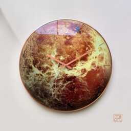 Venus Planet Glass Wall Clock Glowing Steampunk, Celestial Decor For Taurus & Libra
