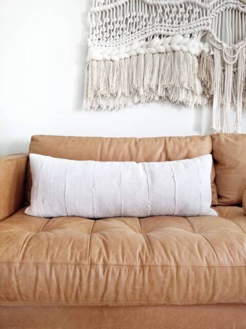 "Cream Mudcloth Pillow Cover, 13""??35" - image 1