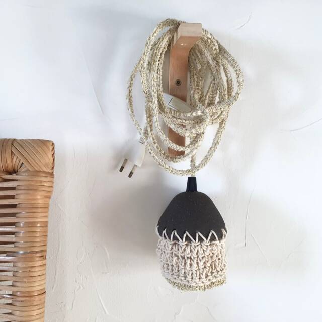 Handcrafted Portable Lamp Made Of Clay & Macrame - image 1