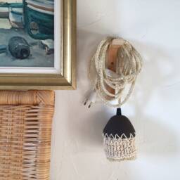 Handcrafted Portable Lamp Made Of Clay & Macrame - thumbnail 4