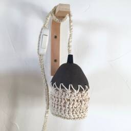 Handcrafted Portable Lamp Made Of Clay & Macrame - thumbnail 3