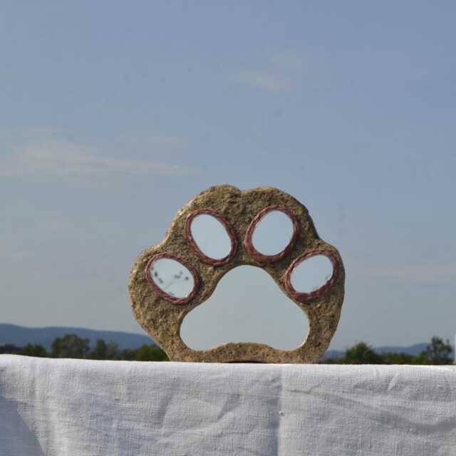 5 Mirrors Cat Paw, Decorative Wall Mirror Cat's Paw Shaped, For Walls, Cat Lovers Must Have, Decor, Brown With Pink Hemp Rope - image 1