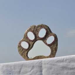 5 Mirrors Cat Paw, Decorative Wall Mirror Cat's Paw Shaped, For Walls, Cat Lovers Must Have, Decor, Brown With Pink Hemp Rope - thumbnail 2