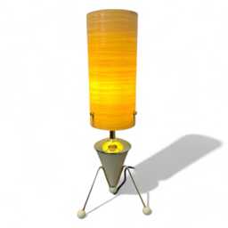 Mid Century Modern Rocket Lamp - Atomic Space Age Sputnik Design British Made Tripod Legs & Spun Fiberglass Shade Stone Beige - thumbnail 2