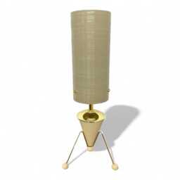 Mid Century Modern Rocket Lamp - Atomic Space Age Sputnik Design British Made Tripod Legs & Spun Fiberglass Shade Stone Beige - thumbnail 1