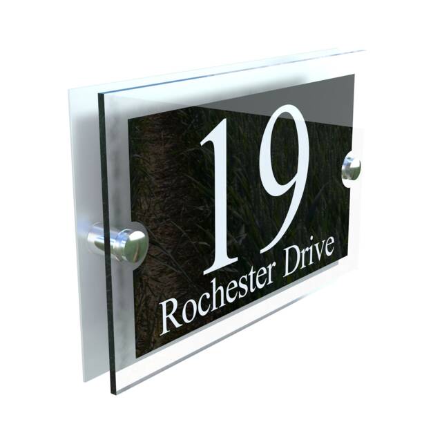 Acrylic & Aluminium Personalised Wall Plaque House Number - Para5-2Wb-S-C - image 1