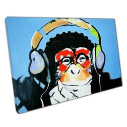 Banksy Dj Gorilla Canvas Urban Graffiti Wall Art For Home, Office, Living Room Decor - thumbnail 1