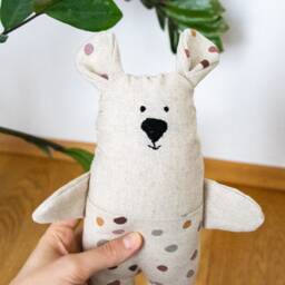 Teddy Bear, Bear Toy For Baby, Cuddly Toy, Organic Cotton Baby Handmade Neutral Kids Minimal Gift - thumbnail 3