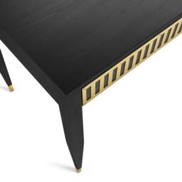Mid Century Modern Black Oak Desk, Brass Detail - thumbnail 3