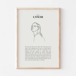She Is Cancer Print, Art Horoscope Zodiac Gift, Astrology Star Sign Wall Art, Poster, Gift - thumbnail 2