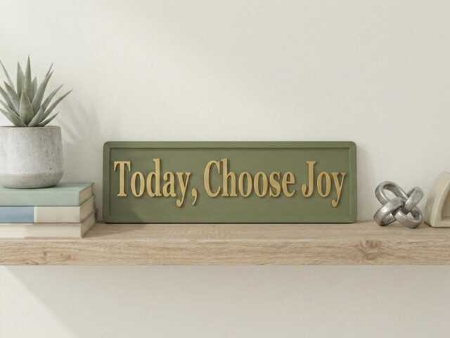 Today, Choose Joy 3D Wooden Sign - Olive Green & Gold Wall Art Positive Home Decor - image 1