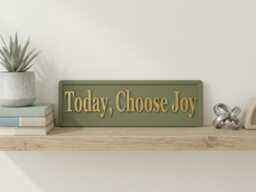 Today, Choose Joy 3D Wooden Sign - Olive Green & Gold Wall Art Positive Home Decor - thumbnail 1