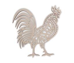 Wooden Tribal Rooster Shape Unfinished Mdf Wall Art Decor - thumbnail 1