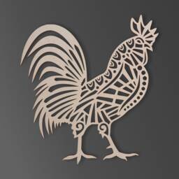 Wooden Tribal Rooster Shape Unfinished Mdf Wall Art Decor - thumbnail 2