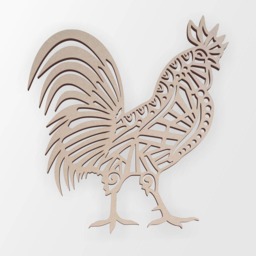 Wooden Tribal Rooster Shape Unfinished Mdf Wall Art Decor - thumbnail 3