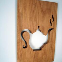 Wooden Kitchen Wall Hanging Sign, Tea Pot Sign, House Home Decor, Handcrafted Art, Rustic Wooden Wall Sign - thumbnail 3
