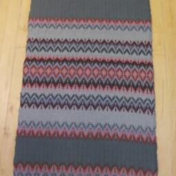 E636 Boundweave Rug, Army Green & Gray Floor Or Wall Hanging, Zen Meditation Rug - thumbnail 2