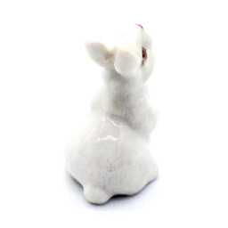 Miniature Ceramic Rabbit Bunny Standing Animal Little Pink White Figurine Tiny Statue Small Decoration Hand Painted Figure Collectible Deco - thumbnail 3