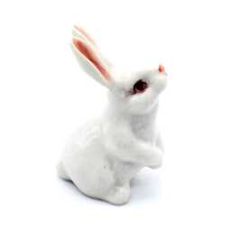 Miniature Ceramic Rabbit Bunny Standing Animal Little Pink White Figurine Tiny Statue Small Decoration Hand Painted Figure Collectible Deco - thumbnail 2