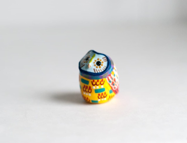 Hand Sculpted Polymer Clay Owl Figurine Geometric Barn Totem - image 1