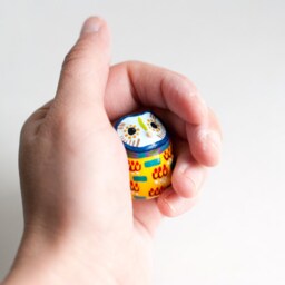 Hand Sculpted Polymer Clay Owl Figurine Geometric Barn Totem - thumbnail 2