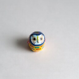 Hand Sculpted Polymer Clay Owl Figurine Geometric Barn Totem - thumbnail 3