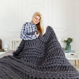 Chunky Knit Blanket, Knitted Blanket, Wool Merino Wool, Yarn, Throw, Throw Blanket - thumbnail 3
