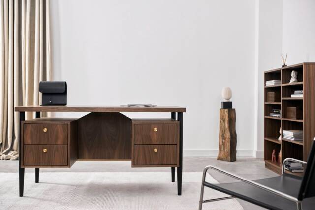 Desk in A Mid-Century Scandinavian Style Made Of Walnut Vaneer Livlo O-B02 - image 1