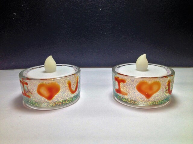 I Love U Stained Glass Tealights Set