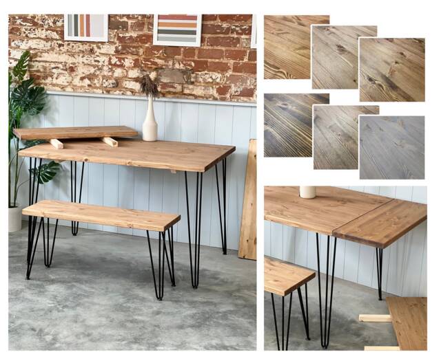 Viet Extendable // Scandinavian Extending Dining Table & Bench With Hairpin Legs - image 1