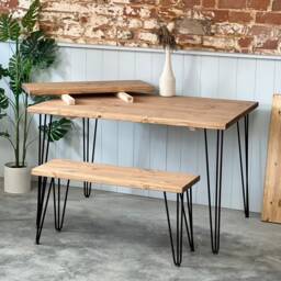 Viet Extendable // Scandinavian Extending Dining Table & Bench With Hairpin Legs - thumbnail 2