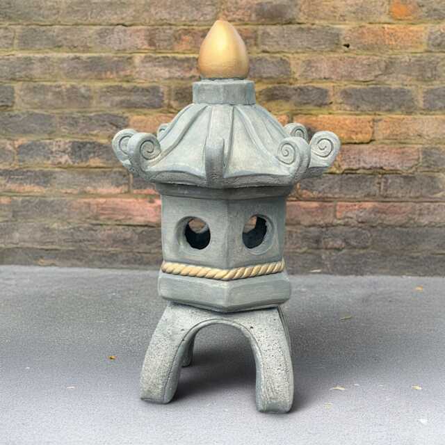 Chinese Concrete Lantern Pagoda Sculpture Handmade Statue Oriental Figure Stone Japanese Ornament Cement Zen Art Garden Decor - image 1