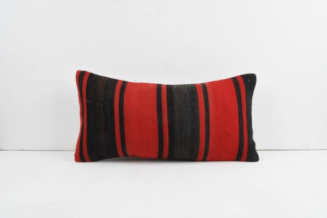 Kilim Lumbar Pillow Cover - 12x24 Turkish Bohemian Cushion - image 1