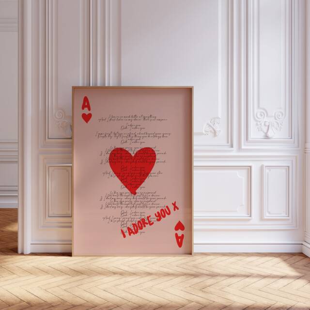 Playing Card Print, Fred Again Adore U Print, You Song Lyrics, Lyric Ace Of Hearts Fred Again U - image 1