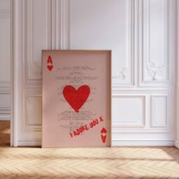 Playing Card Print, Fred Again Adore U Print, You Song Lyrics, Lyric Ace Of Hearts Fred Again U - thumbnail 1