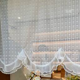 Shabby Chic Lace Valance Scalloped Edge Sheer Curtain, Vintage-Inspired - thumbnail 2