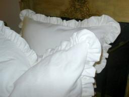 Ruffled European Sham Farmhouse Grain Sack Or Linen Cottage Bedding/Ruffle Pillow/White Cotton Sham/Cotton Shams/Pillows/Shams/ Bedding - thumbnail 2