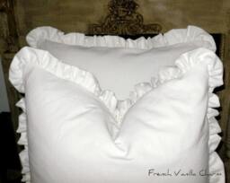 Ruffled European Sham Farmhouse Grain Sack Or Linen Cottage Bedding/Ruffle Pillow/White Cotton Sham/Cotton Shams/Pillows/Shams/ Bedding