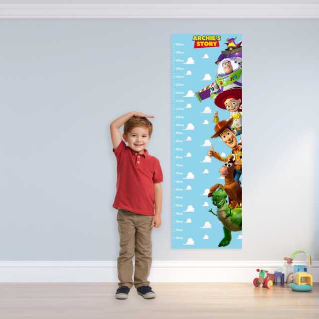 Toy Story D1 Personalised Height Chart Characters Wall Kids Bedroom Decoration Poster Boys Girls Woody Buzz Growth Measurement Inches Or cm