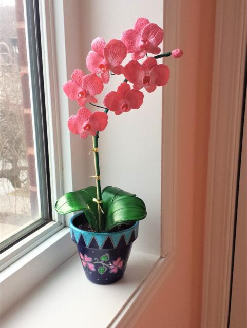 Orchid Plant Made Entirely Of Clay/Orchid Plant, Handmade, Clay - image 1