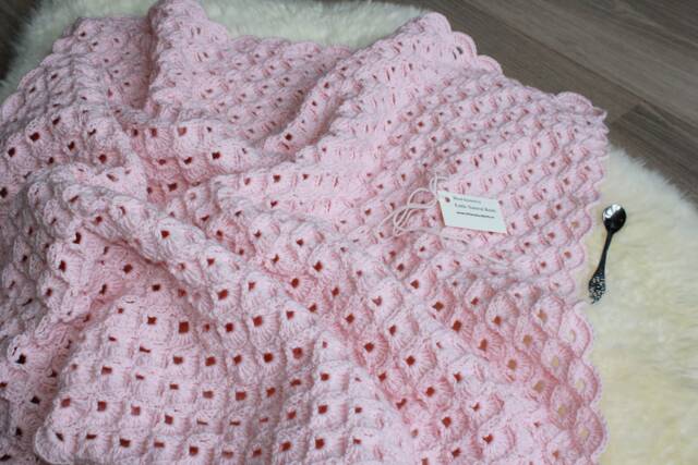 Hand Crocheted Pure Merino Wool Baby Blanket in Delicate Pink, More Colors - image 1