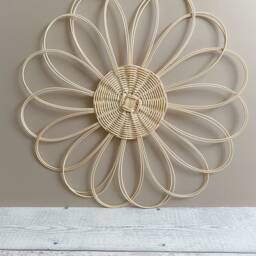 Handmade 3x Rattan Flower Wall Hanging - Chic Style Decor Boho Wicker Daisy Shelf Nursery Kitchen Hall Room - thumbnail 4